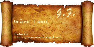 Grüner Fanni névjegykártya